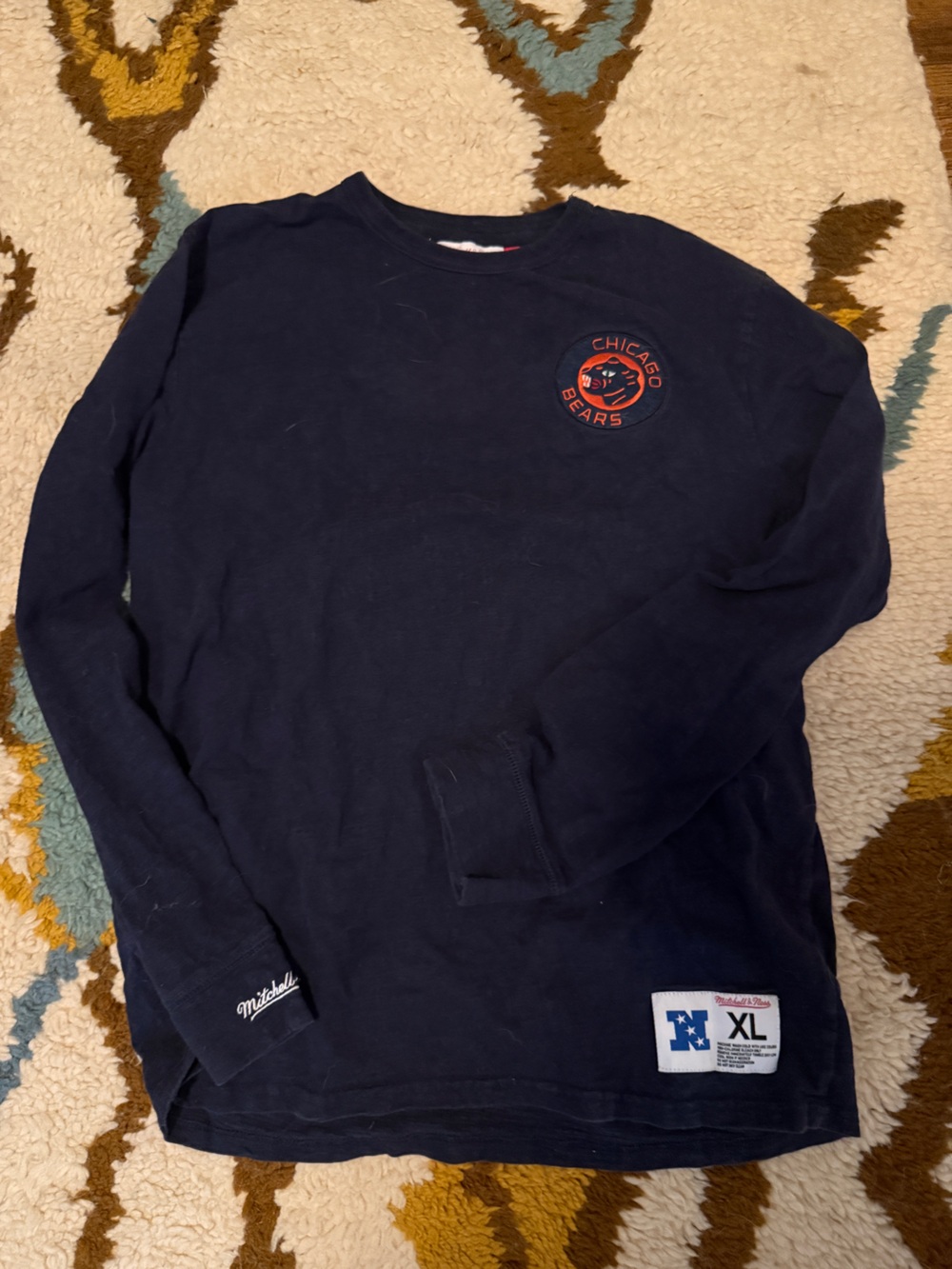 Chicago Bears Navy Long Sleeve - Men's Mitchell and Ness